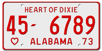 1973 ALABAMA STATE LICENSE PLATE -