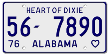 1976 ALABAMA STATE LICENSE PLATE -