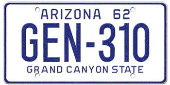 1962 ARIZONA STATE LICENSE PLATE--