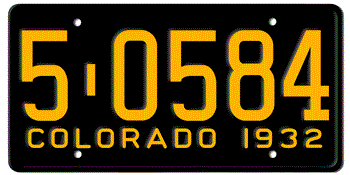 1932 COLORADO STATE LICENSE PLATE -