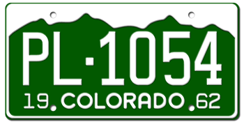 1962 COLORADO STATE LICENSE PLATE --