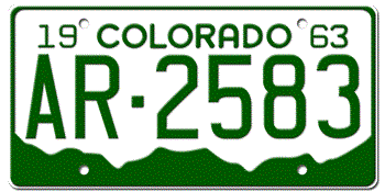 1963 COLORADO STATE LICENSE PLATE --