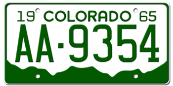 1965 COLORADO STATE LICENSE PLATE --