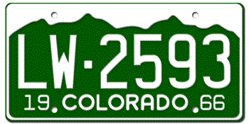1966 COLORADO STATE LICENSE PLATE --