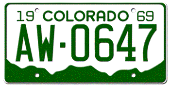 1969 COLORADO STATE LICENSE PLATE --