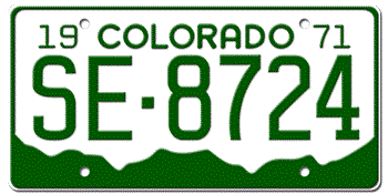 1971 COLORADO STATE LICENSE PLATE --