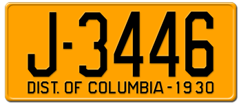 1930 DISTRICT OF COLUMBIA STATE LICENSE PLATE -