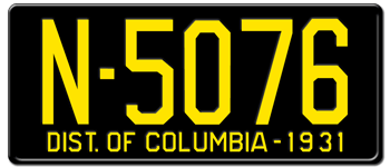 1931 DISTRICT OF COLUMBIA STATE LICENSE PLATE -