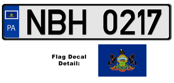 PENNSYLVANIA EUROSTYLE LICENSE  PLATE  --
