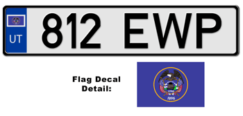 UTAH EUROSTYLE LICENSE  PLATE  --