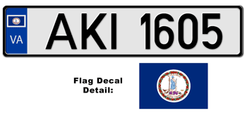 VIRGINIA EUROSTYLE LICENSE  PLATE  --