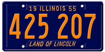 1955 ILLINOIS STATE LICENSE PLATE -