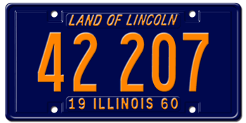 1960 ILLINOIS STATE LICENSE PLATE -