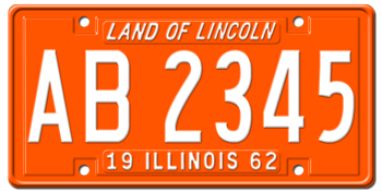 1962 ILLINOIS STATE LICENSE PLATE -