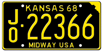 1968 KANSAS STATE LICENSE PLATE--