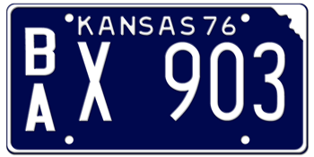 1976 KANSAS STATE LICENSE PLATE--