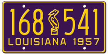 1957 LOUISIANA STATE LICENSE PLATE--