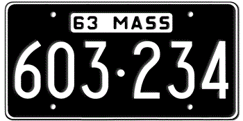 1963 MASSACHUSETTS STATE LICENSE PLATE --