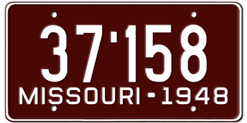 1948 MISSOURI STATE LICENSE PLATE -