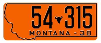 1938 MONTANA STATE LICENSE PLATE -