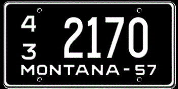 1957 MONTANA STATE LICENSE PLATE -