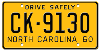 1960 NORTH CAROLINA STATE LICENSE PLATE -