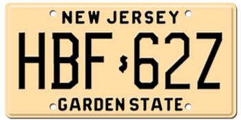 1959 TO 1979 ALTERNATIVE NEW JERSEY STATE LICENSE PLATE -