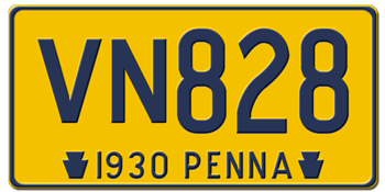 1930 PENNSYLVANIA STATE LICENSE PLATE--