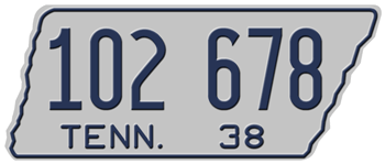 1938 TENNESSEE STATE LICENSE PLATE -