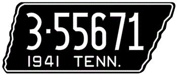 1941 TENNESSEE STATE LICENSE PLATE -