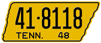 1948 TENNESSEE STATE LICENSE PLATE -