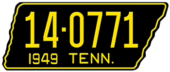 1949 TENNESSEE STATE LICENSE PLATE -
