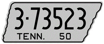 1950 TENNESSEE STATE LICENSE PLATE -