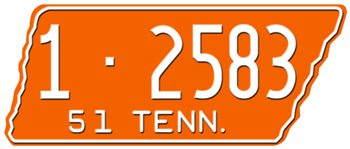 1951 TENNESSEE STATE LICENSE PLATE -
