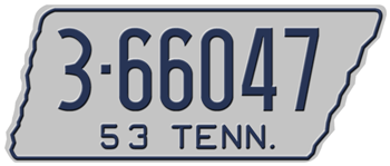 1953 TENNESSEE STATE LICENSE PLATE -