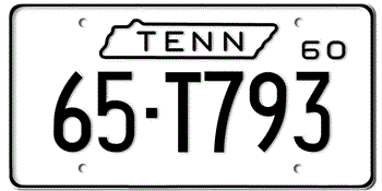 1960 TENNESSEE STATE LICENSE PLATE -