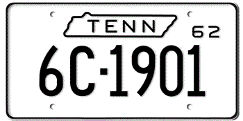 1962 TENNESSEE STATE LICENSE PLATE -