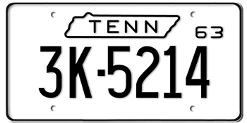 1963 TENNESSEE STATE LICENSE PLATE -
