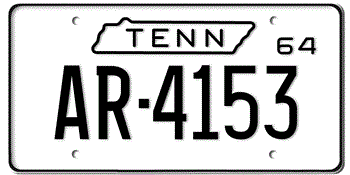 1964 TENNESSEE STATE LICENSE PLATE -