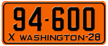 1928 WASHINGTON STATE LICENSE PLATE -