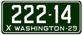 1929 WASHINGTON STATE LICENSE PLATE -