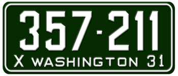 1931 WASHINGTON STATE LICENSE PLATE -