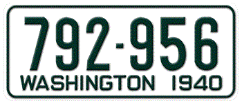 1940 WASHINGTON STATE LICENSE PLATE -