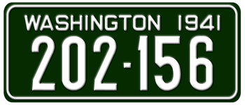 1941 WASHINGTON STATE LICENSE PLATE -