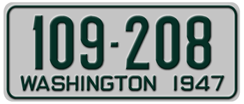 1947 WASHINGTON STATE LICENSE PLATE -
