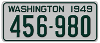 1949 WASHINGTON STATE LICENSE PLATE -