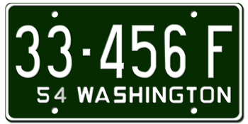 1954 WASHINGTON STATE LICENSE PLATE -