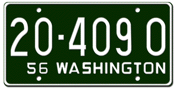 1956 WASHINGTON STATE LICENSE PLATE -