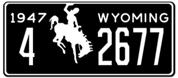 1947 WYOMING STATE LICENSE PLATE -