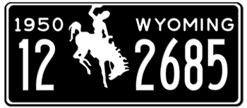 1950 WYOMING STATE LICENSE PLATE -